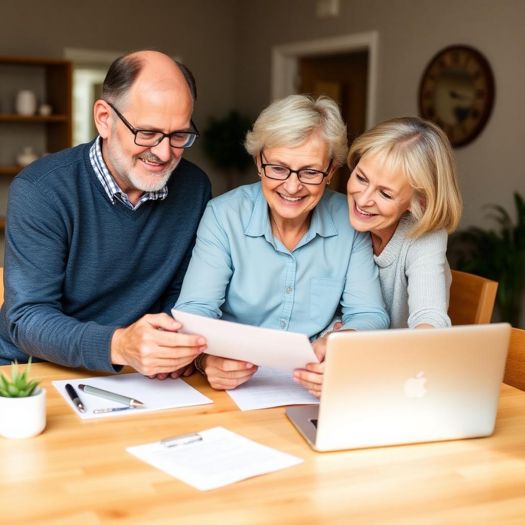 A physician reviewing outpatient care options with an older adult patient during an office visit